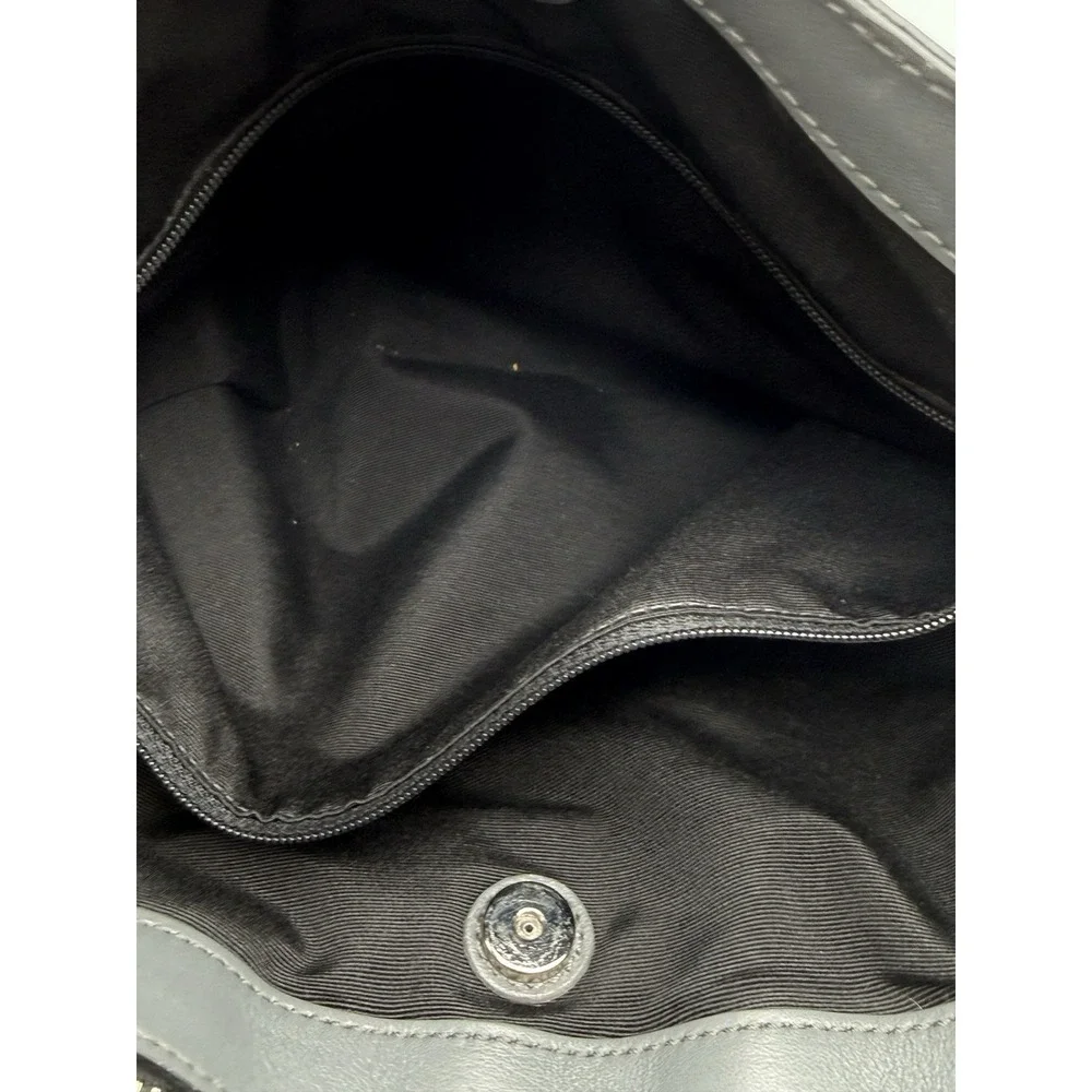 Coach‎ F14931 Signature Stripe Crossbody Bag Black Gray Canvas Leather 2010